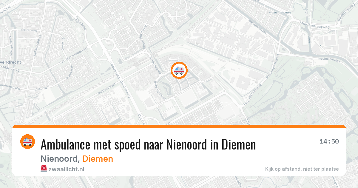 Ambulance met spoed naar Nienoord in Diemen — 16 jun 2026