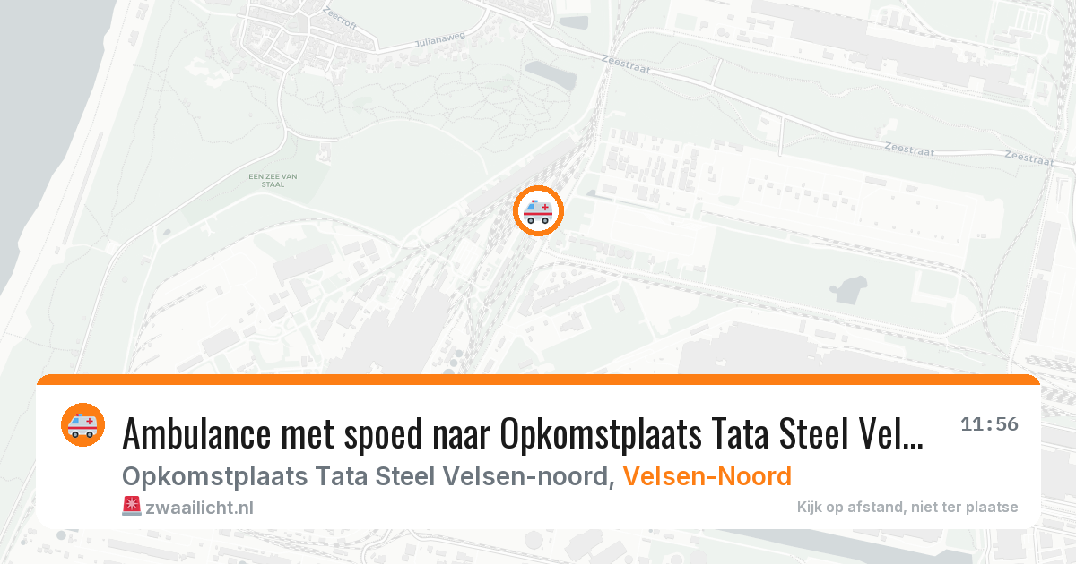Ambulance met spoed naar Opkomstplaats Tata Steel Velsen-noord in Velsen-Noord — 21 jun 2026