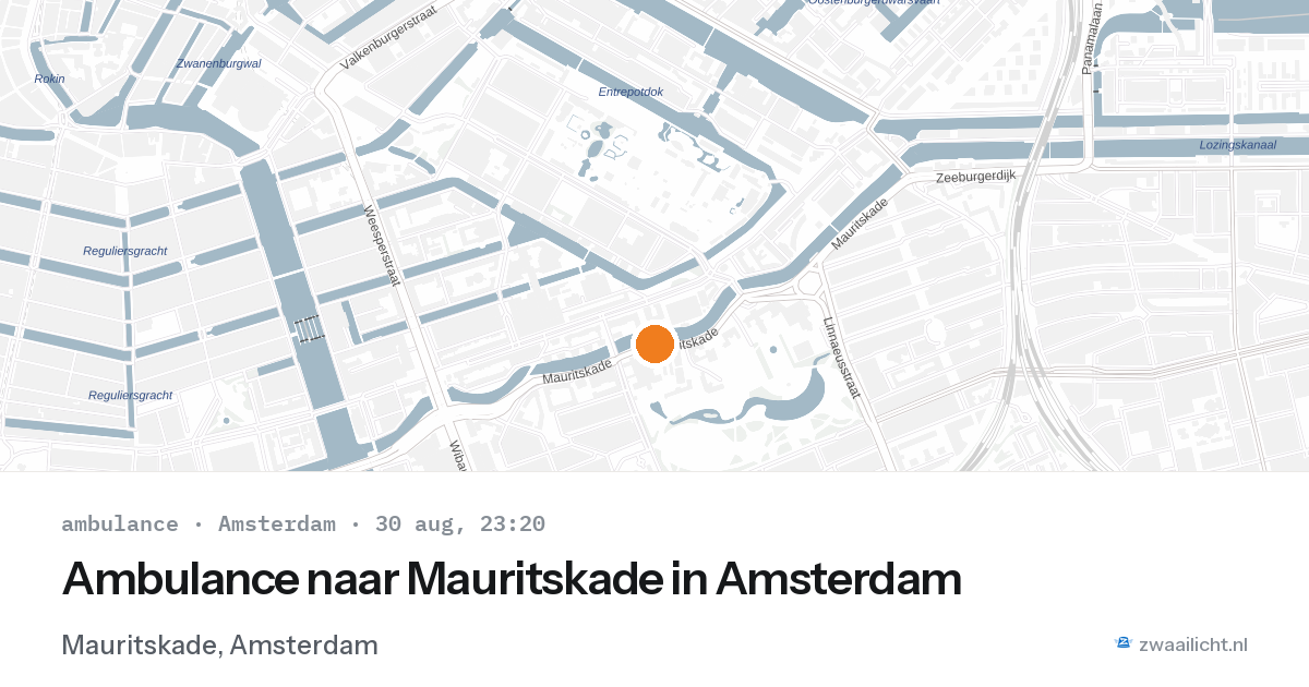 Ambulance naar Mauritskade in Amsterdam — 30 aug 2026