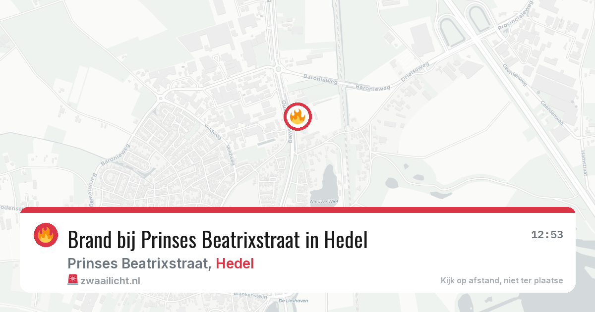 Brand bij Prinses Beatrixstraat in Hedel — 18 jun 2026