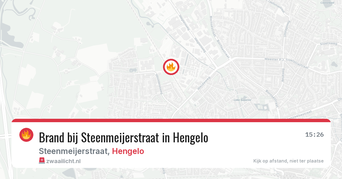 Brand bij Steenmeijerstraat in Hengelo — 5 aug 2026