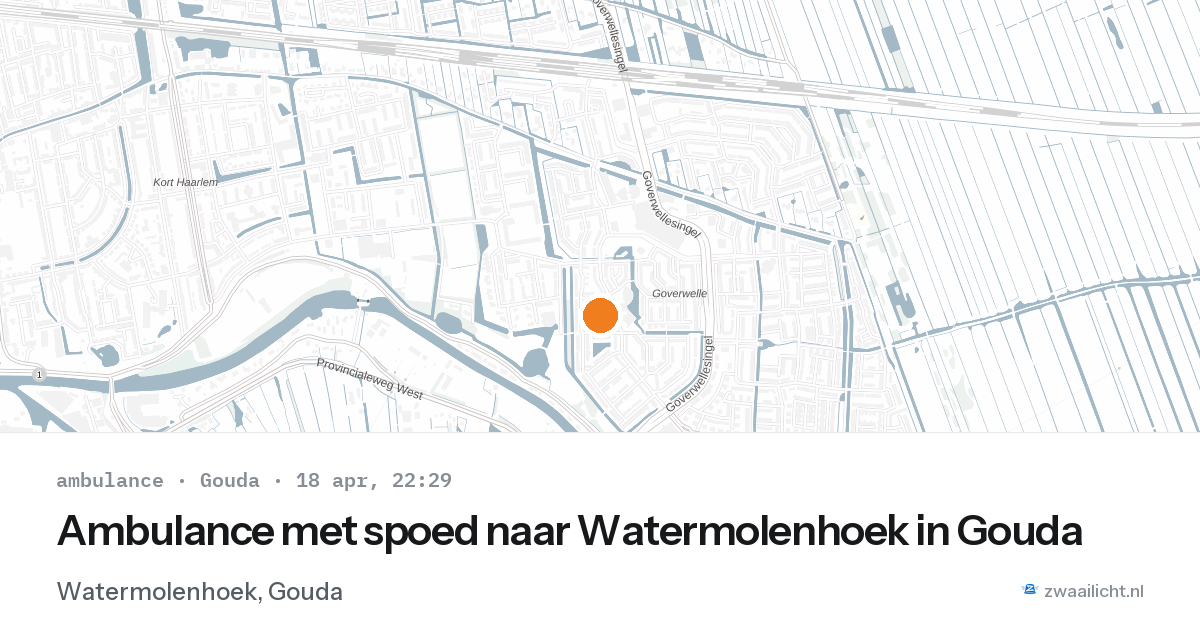 Ambulance met spoed naar Watermolenhoek in Gouda — 18 apr 2026