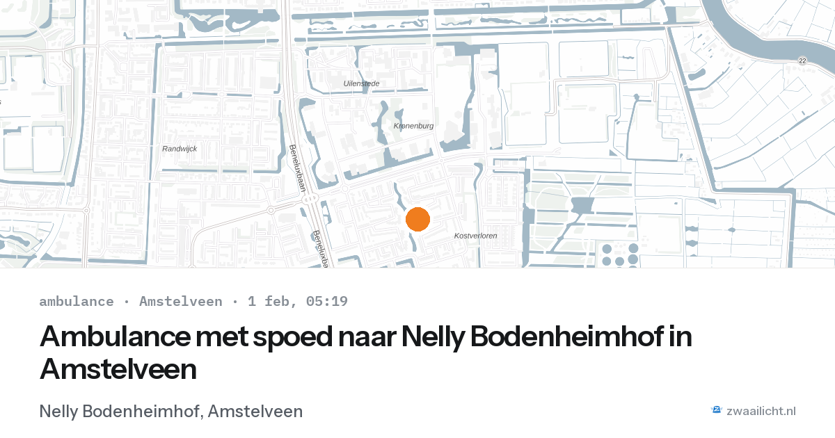 Ambulance met spoed naar Nelly Bodenheimhof in Amstelveen — 1 feb 2026
