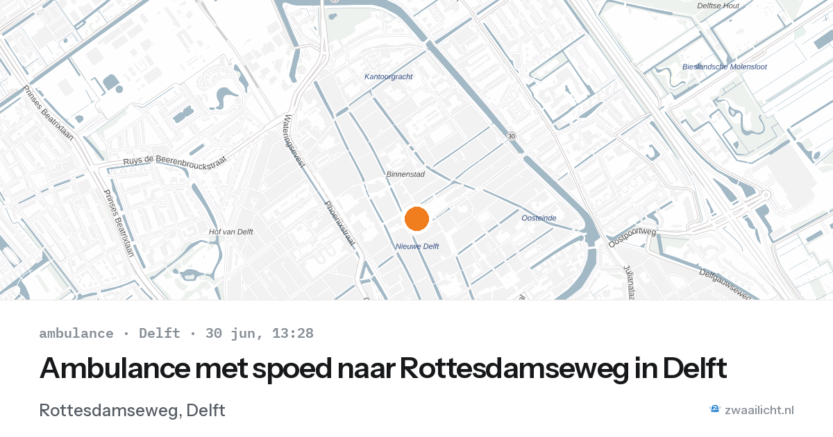 Ambulance met spoed naar Rottesdamseweg in Delft — 30 jun 2026