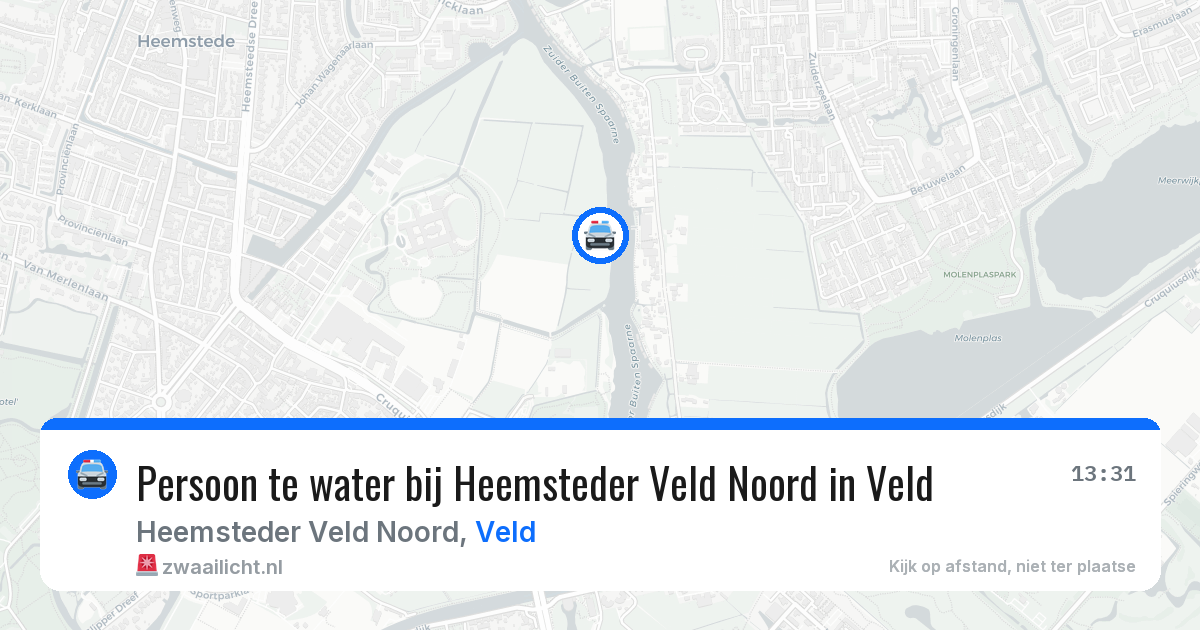Persoon te water bij Heemsteder Veld Noord in Veld — 21 mrt 2026