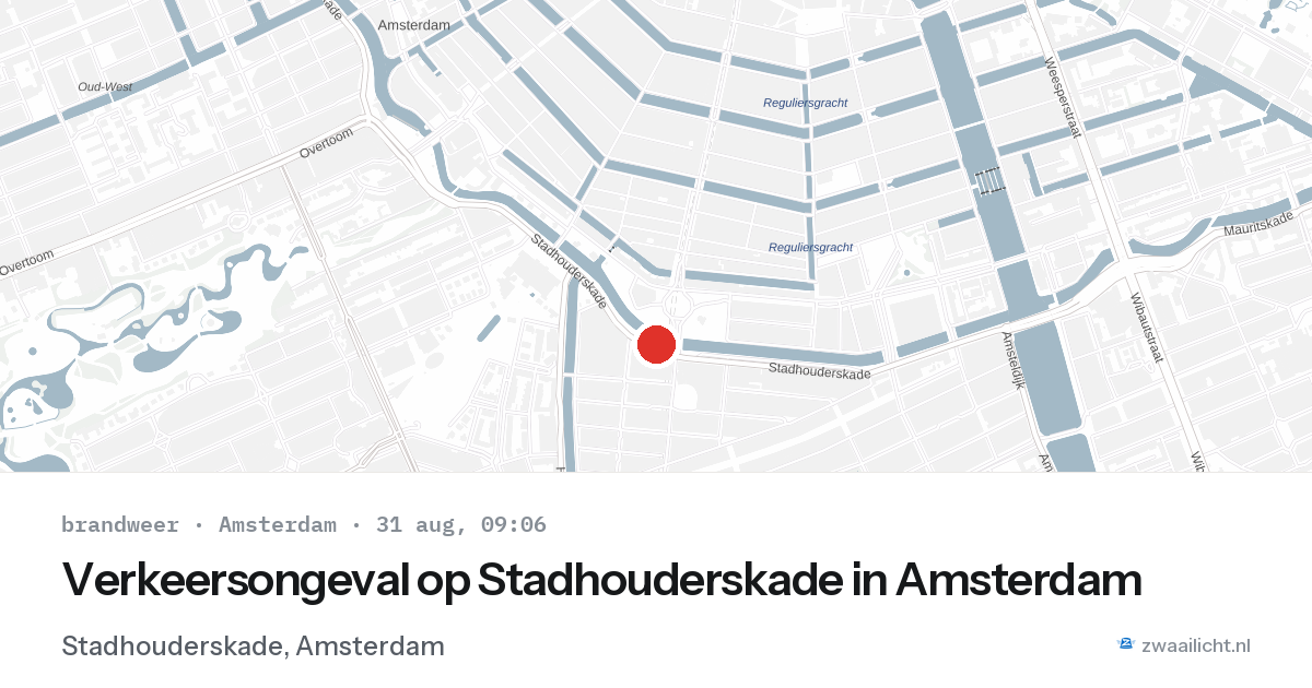 Verkeersongeval op Stadhouderskade in Amsterdam — 31 aug 2026