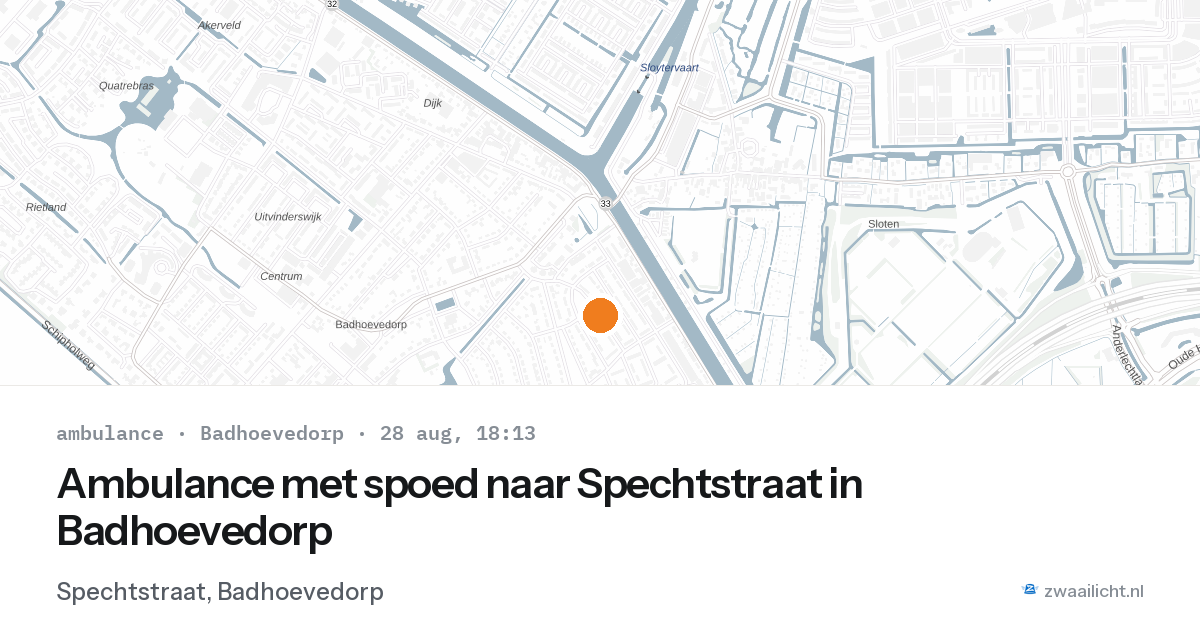Ambulance met spoed naar Spechtstraat in Badhoevedorp — 28 aug 2026