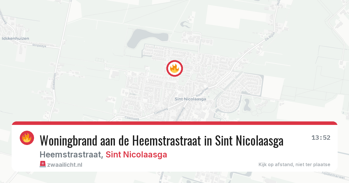 Woningbrand aan de Heemstrastraat in Sint Nicolaasga — 26 jun 2026