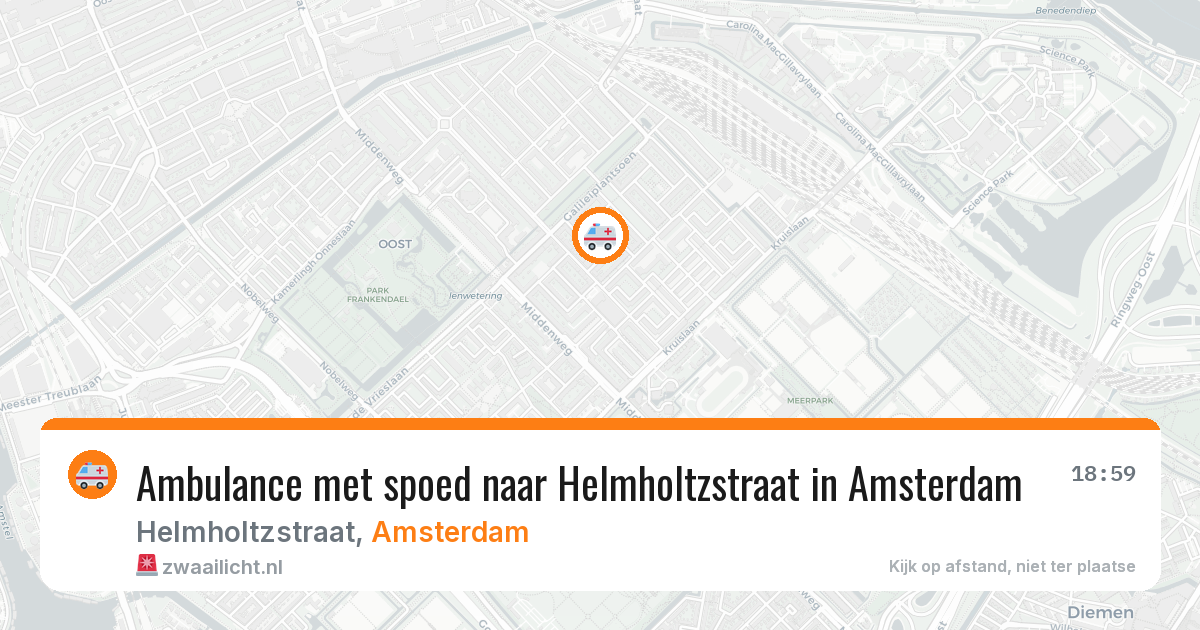 Ambulance met spoed naar Helmholtzstraat in Amsterdam — 14 aug 2026
