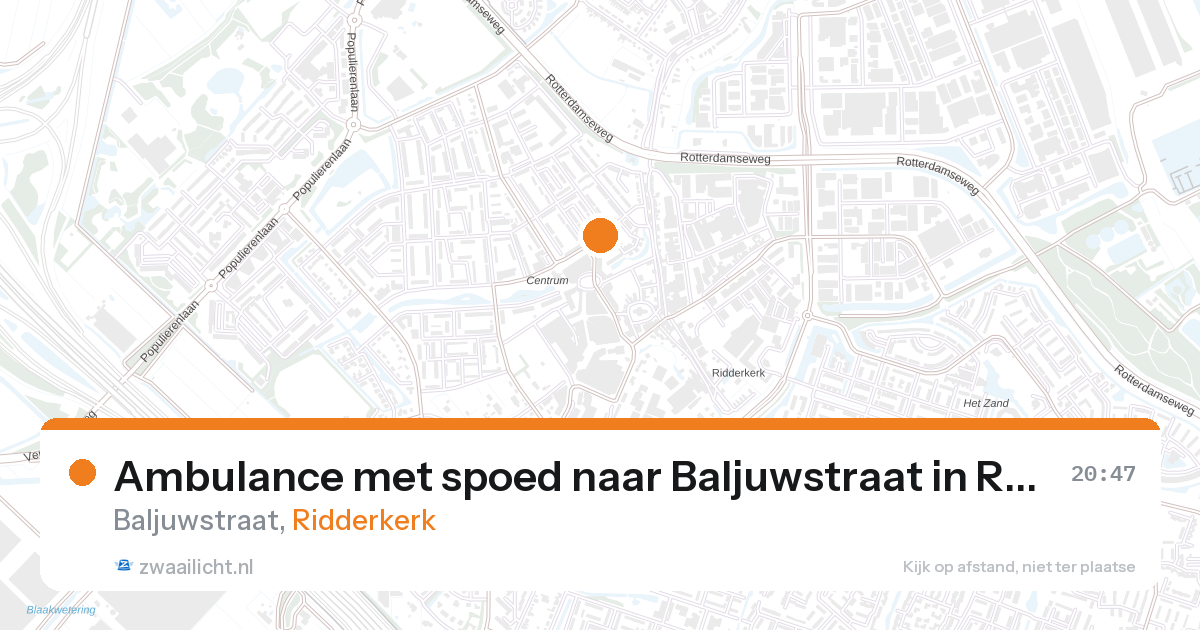 Ambulance met spoed naar Baljuwstraat in Ridderkerk — 28 aug 2026