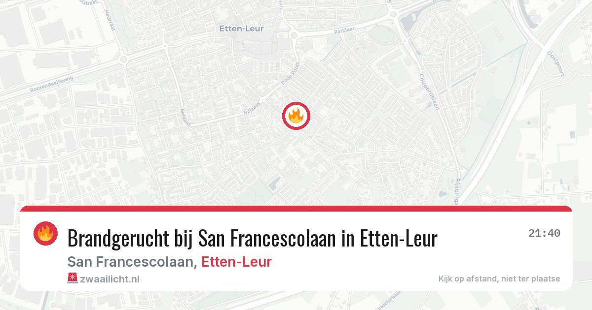Brandgerucht bij San Francescolaan in Etten-Leur — 23 jun 2026
