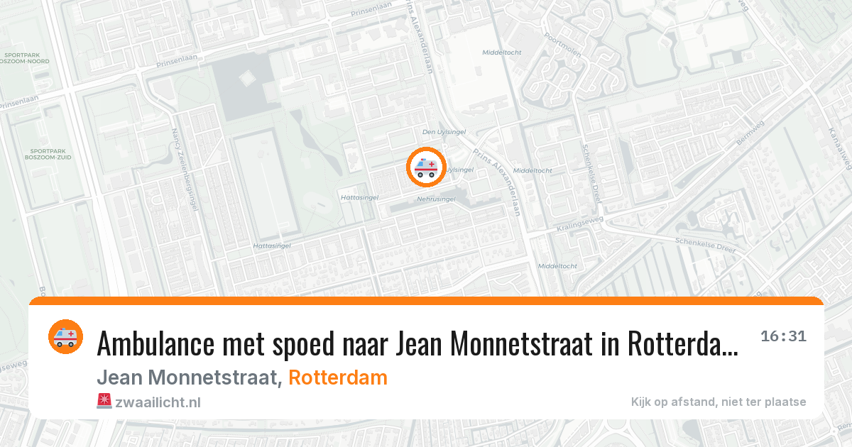 Ambulance met spoed naar Jean Monnetstraat in Rotterdam — 11 aug 2026