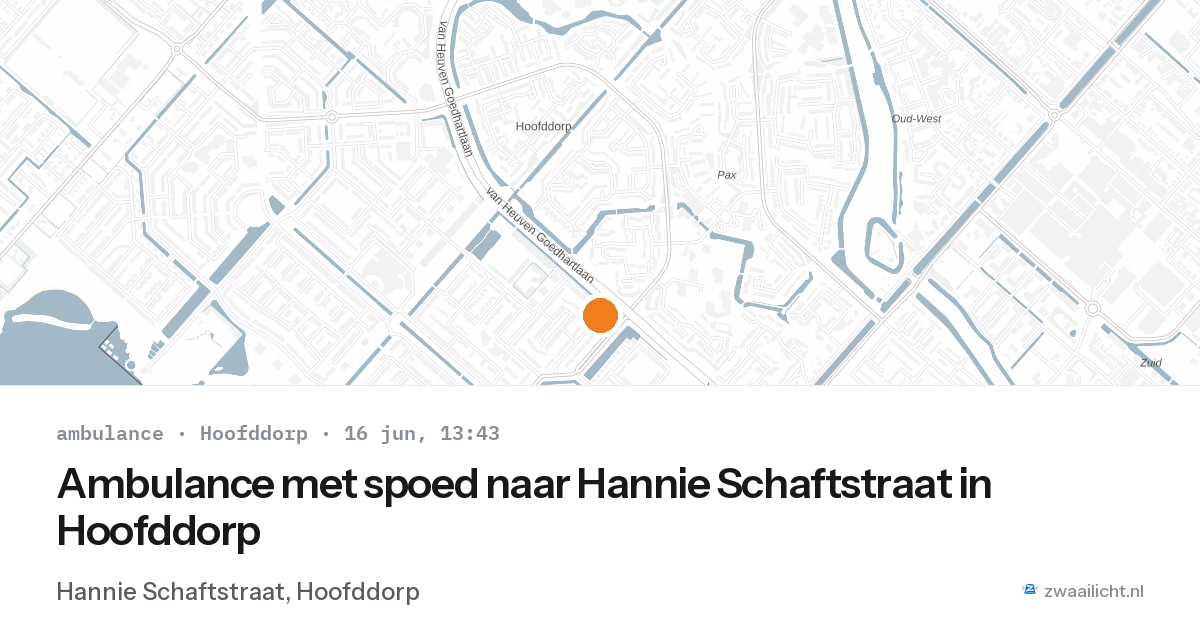 Ambulance met spoed naar Hannie Schaftstraat in Hoofddorp — 16 jun 2026