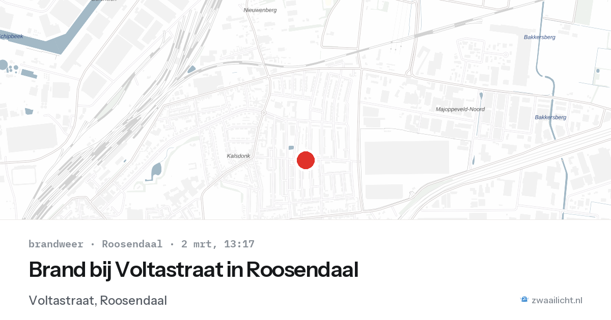 Brand bij Voltastraat in Roosendaal — 2 mrt 2026