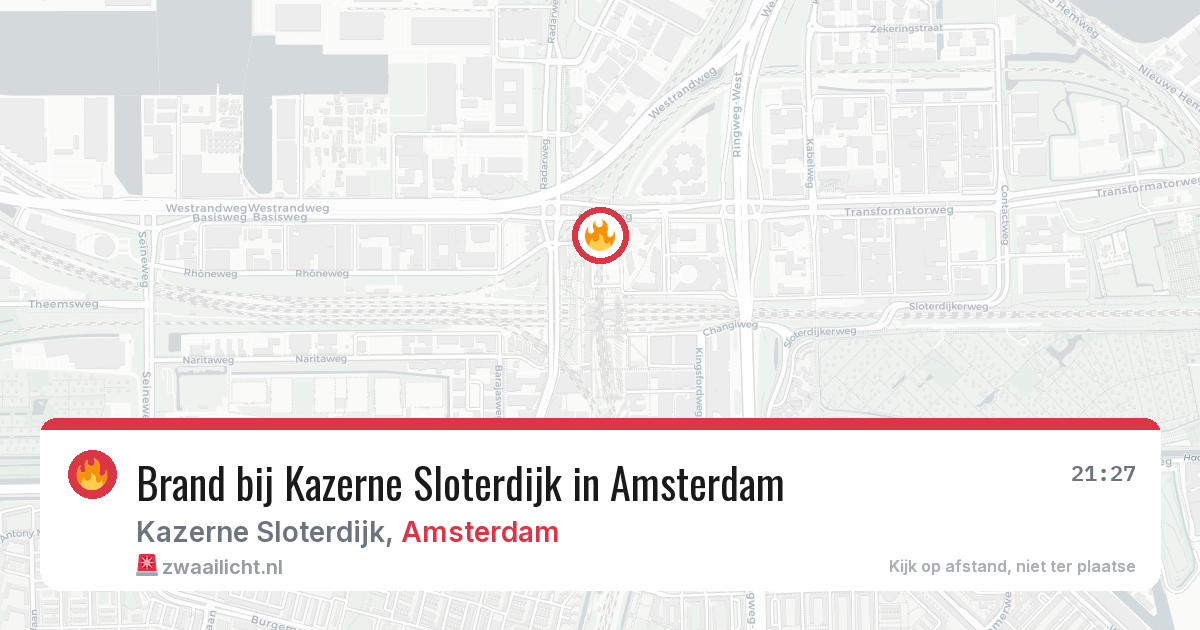 Brand bij Kazerne Sloterdijk in Amsterdam — 7 aug 2026