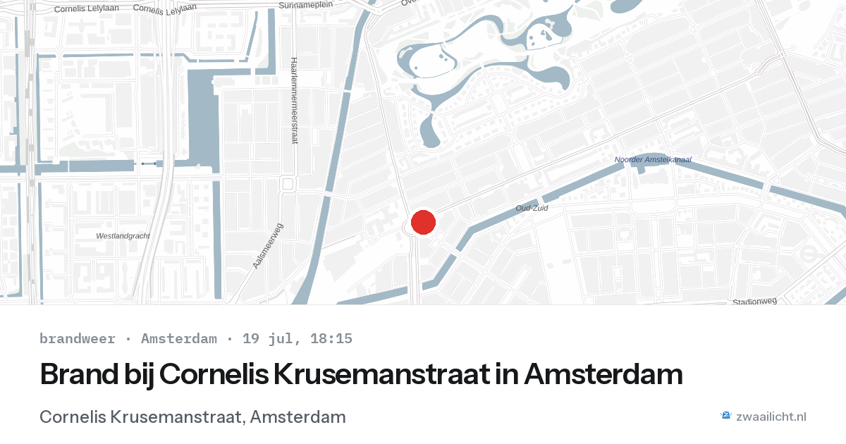 Brand bij Cornelis Krusemanstraat in Amsterdam — 19 jul 2026