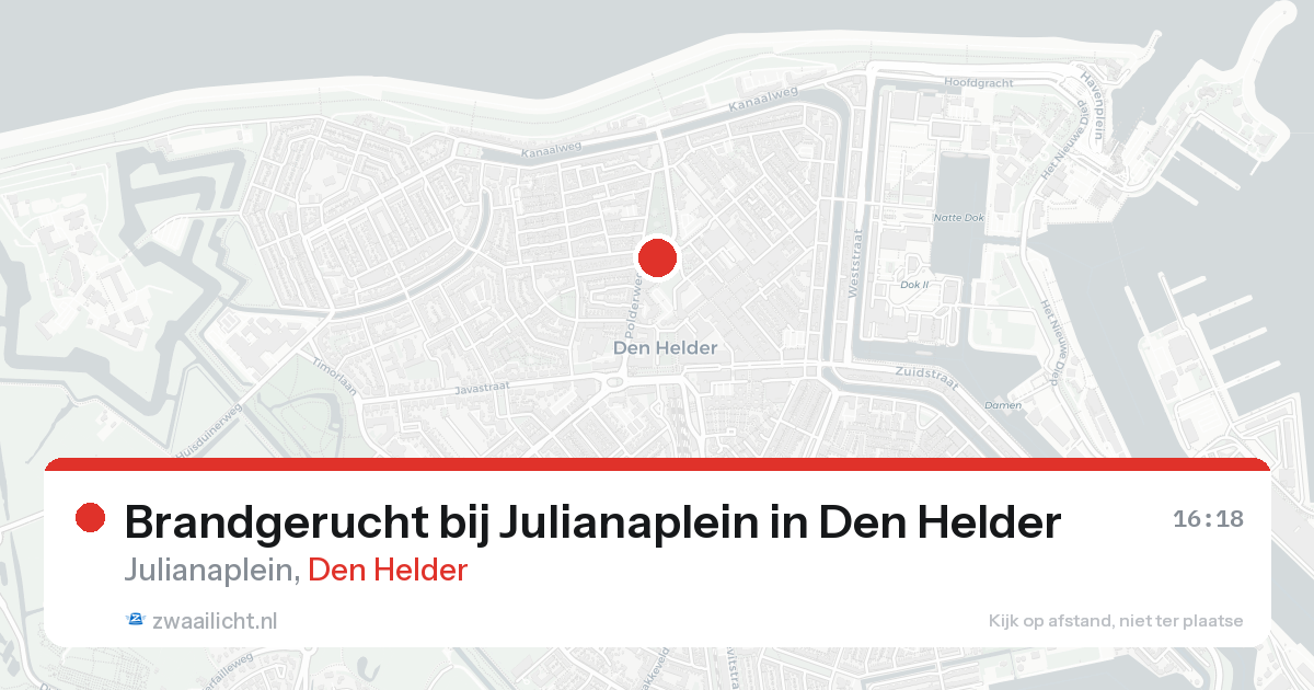 Brandgerucht bij Julianaplein in Den Helder — 16 aug 2026