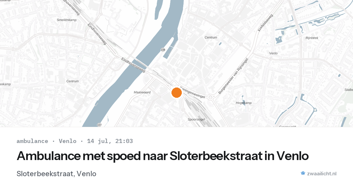 Ambulance met spoed naar Sloterbeekstraat in Venlo — 14 jul 2026