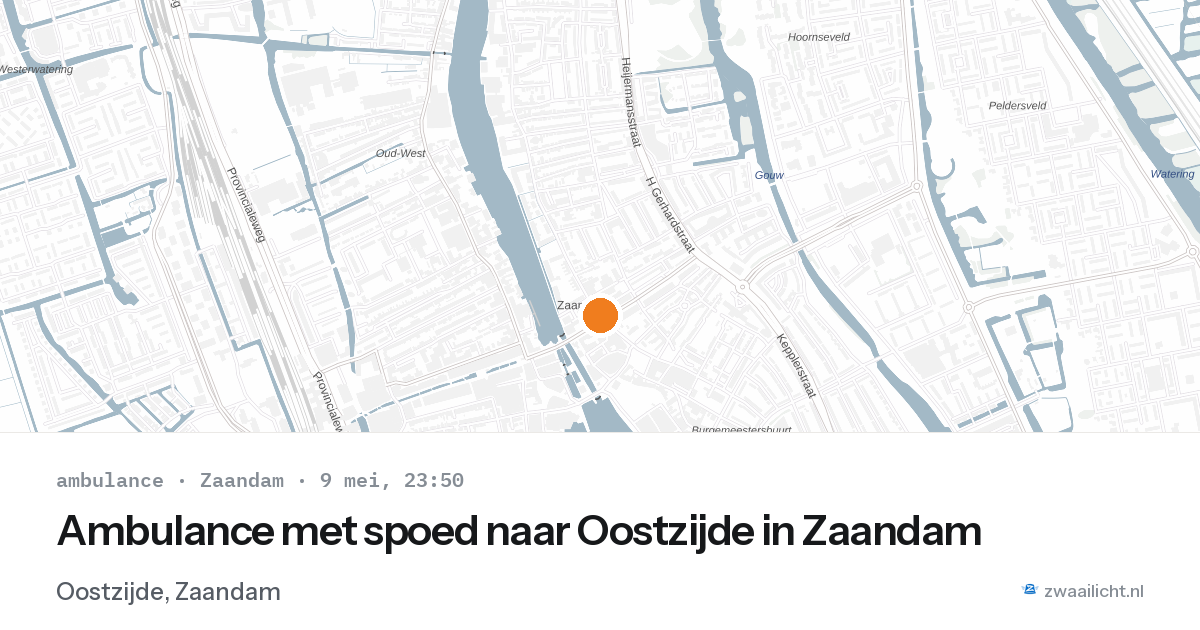 Ambulance met spoed naar Oostzijde in Zaandam — 9 mei 2026