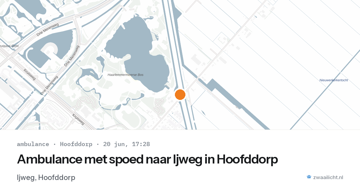 Ambulance met spoed naar Ijweg in Hoofddorp — 20 jun 2026