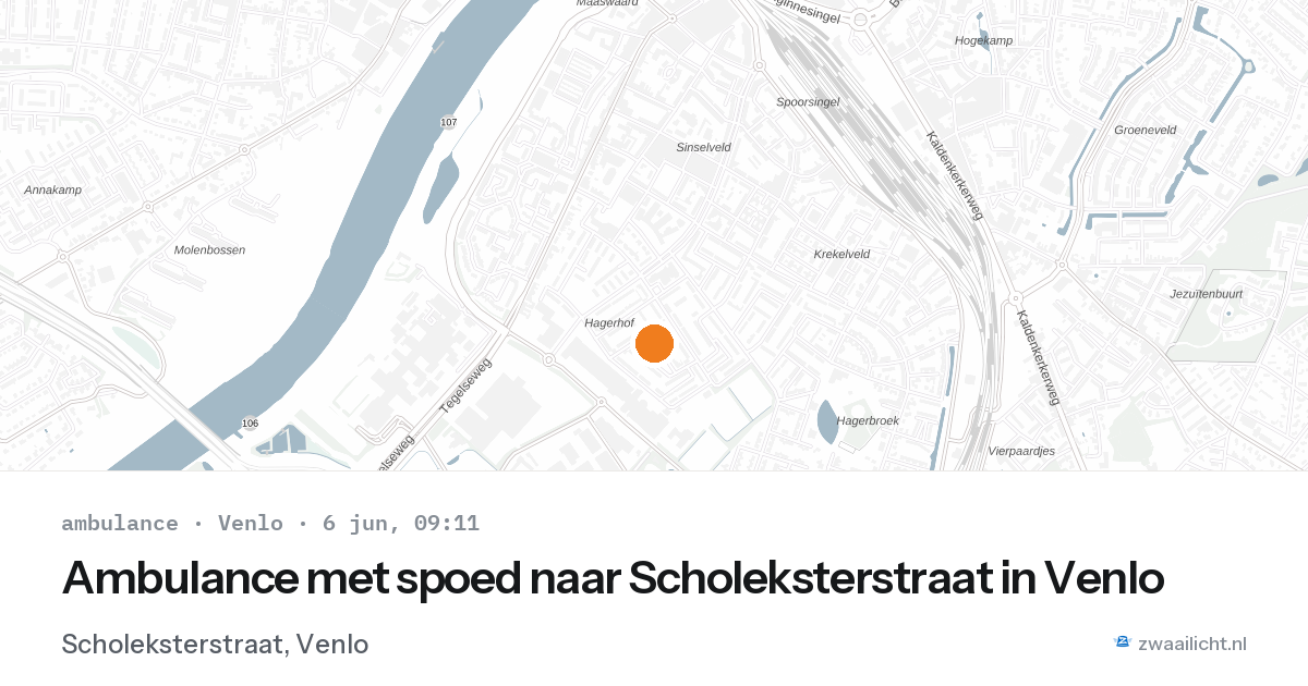 Ambulance met spoed naar Scholeksterstraat in Venlo — 6 jun 2026