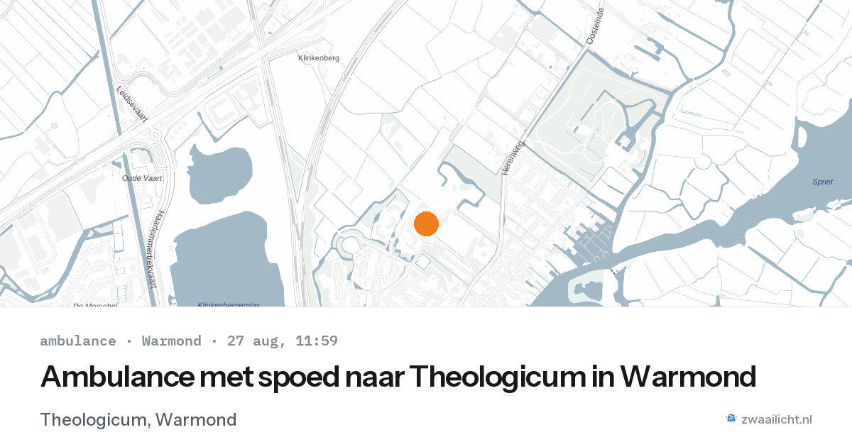 Ambulance met spoed naar Theologicum in Warmond — 27 aug 2026