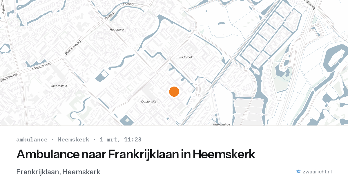 Ambulance naar Frankrijklaan in Heemskerk — 1 mrt 2026