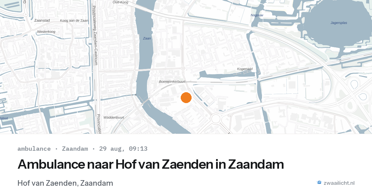 Ambulance naar Hof van Zaenden in Zaandam — 29 aug 2026