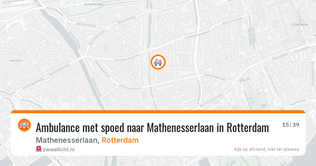 Ambulance met spoed naar Mathenesserlaan in Rotterdam — 13 aug 2026