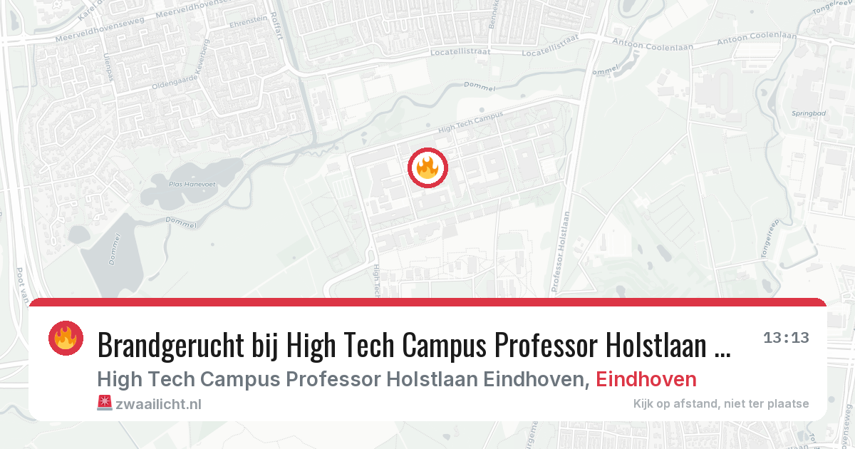 Brandgerucht bij High Tech Campus Professor Holstlaan Eindhoven in Eindhoven — 15 jun 2026
