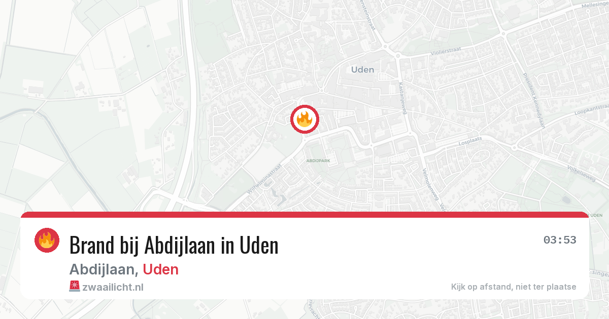 Brand bij Abdijlaan in Uden — 28 jul 2026