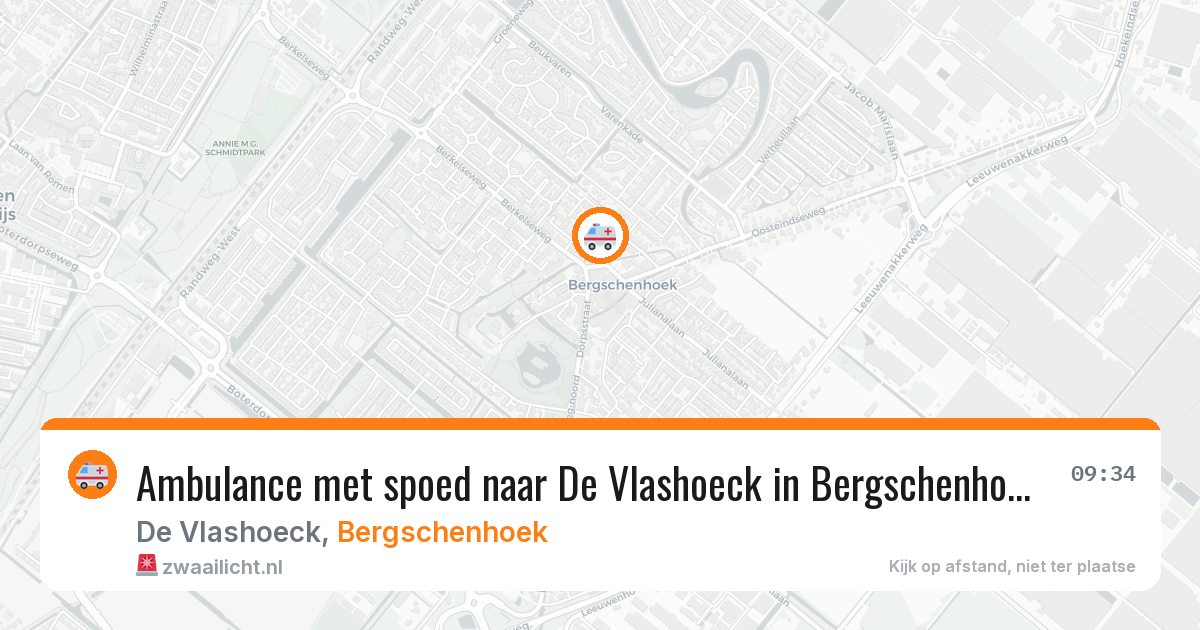 Ambulance met spoed naar De Vlashoeck in Bergschenhoek — 13 feb 2026