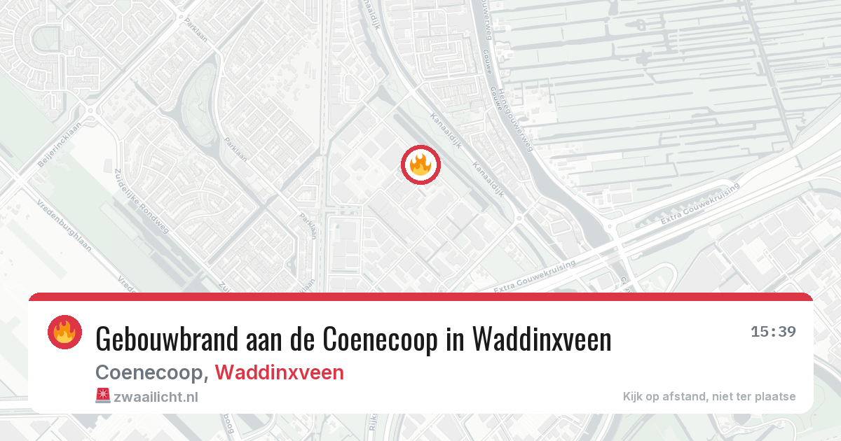 Gebouwbrand aan de Coenecoop in Waddinxveen — 20 jun 2026