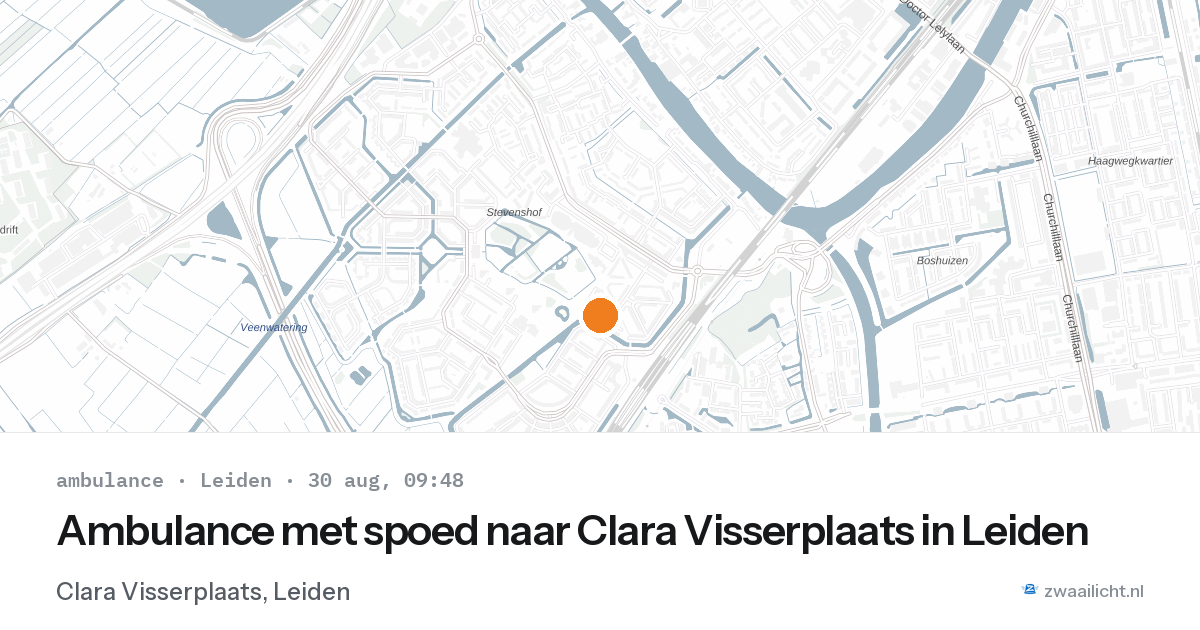 Ambulance met spoed naar Clara Visserplaats in Leiden — 30 aug 2026