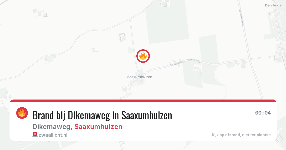 Brand bij Dikemaweg in Saaxumhuizen — 21 apr 2026