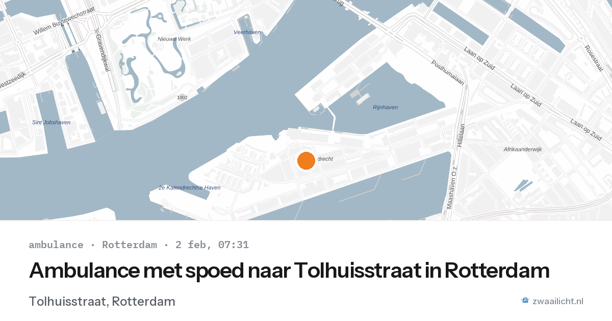 Ambulance met spoed naar Tolhuisstraat in Rotterdam — 2 feb 2026