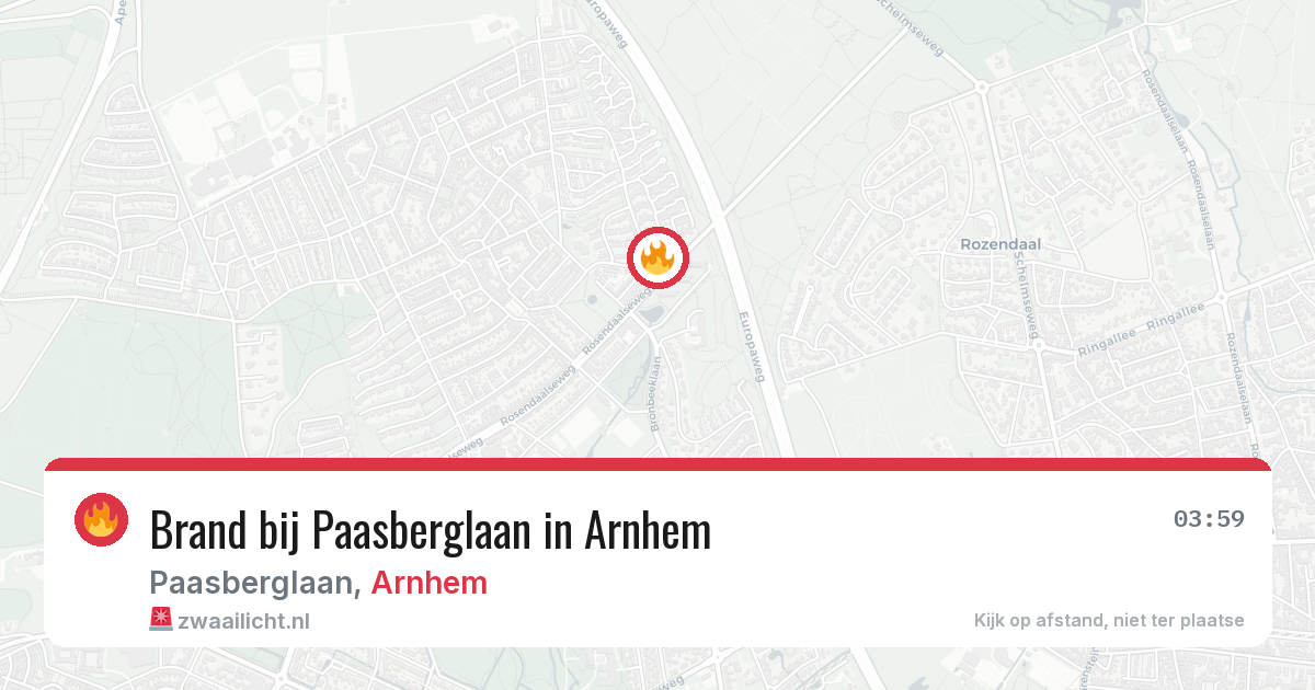 Brand bij Paasberglaan in Arnhem — 20 mrt 2026
