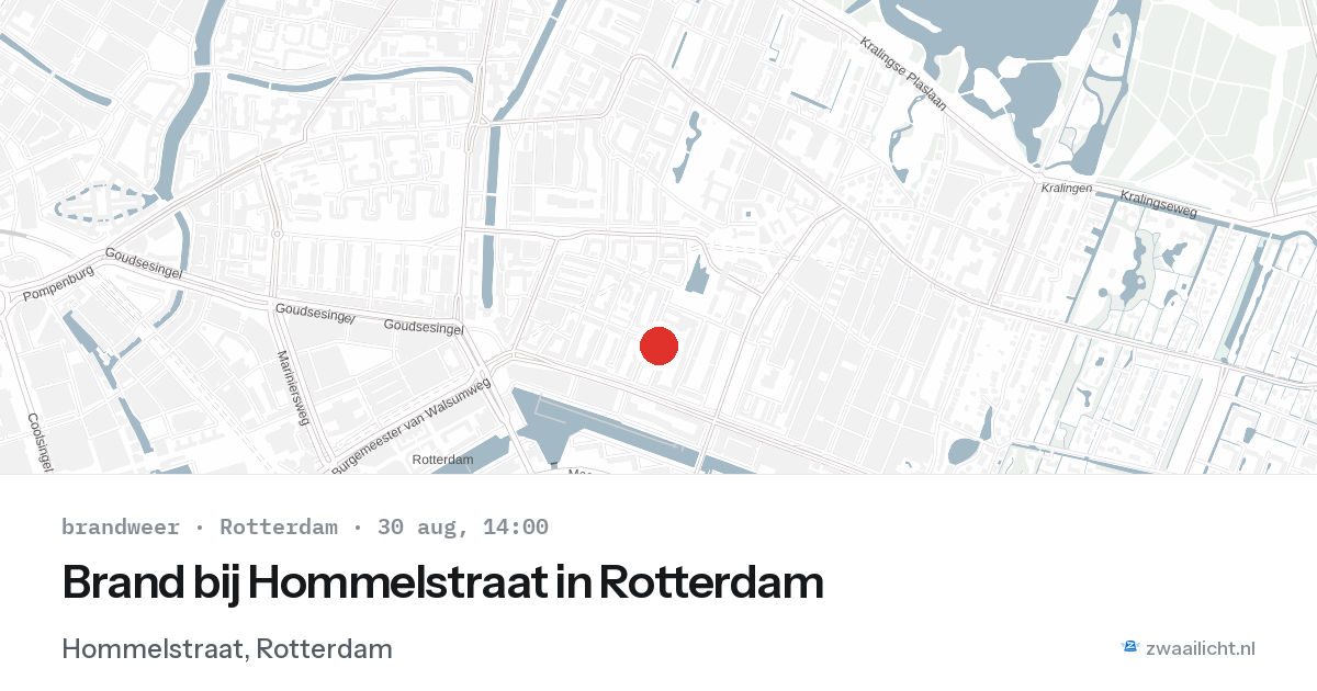 Brand bij Hommelstraat in Rotterdam — 30 aug 2026