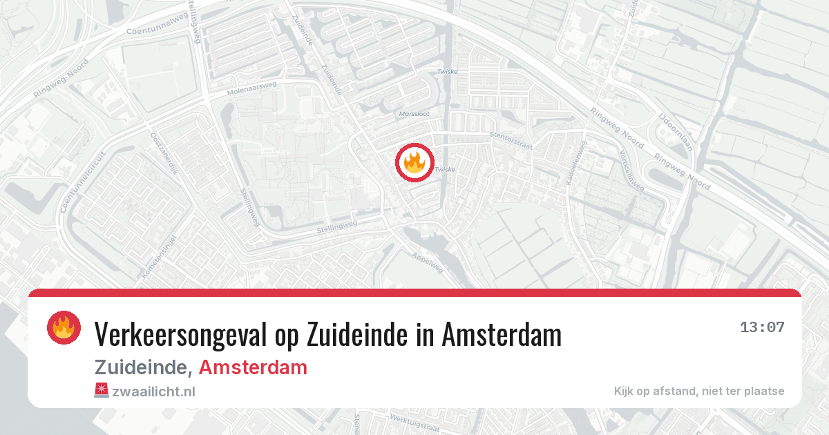 Verkeersongeval op Zuideinde in Amsterdam — 7 aug 2026