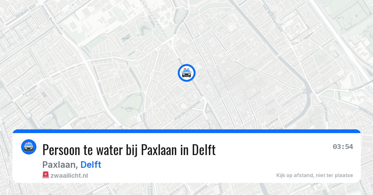 Persoon te water bij Paxlaan in Delft — 28 jun 2026