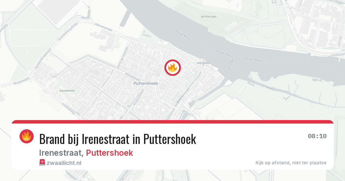 Brand bij Irenestraat in Puttershoek — 10 jul 2026