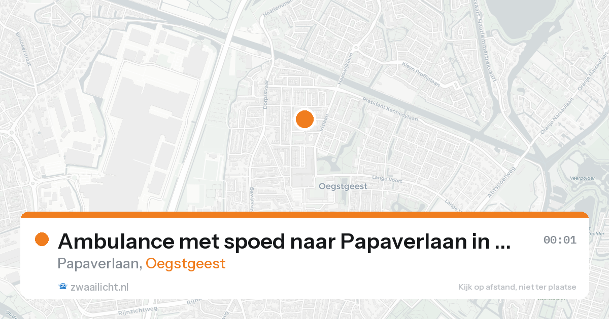 Ambulance met spoed naar Papaverlaan in Oegstgeest — 16 jun 2026