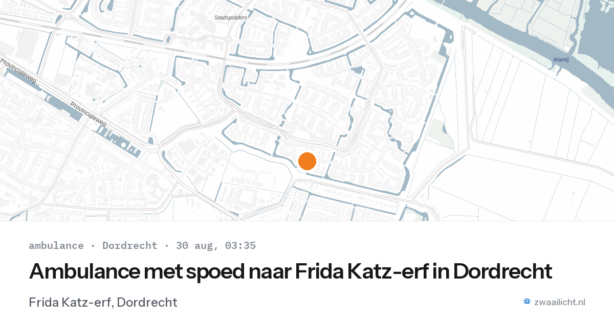 Ambulance met spoed naar Frida Katz-erf in Dordrecht — 30 aug 2026