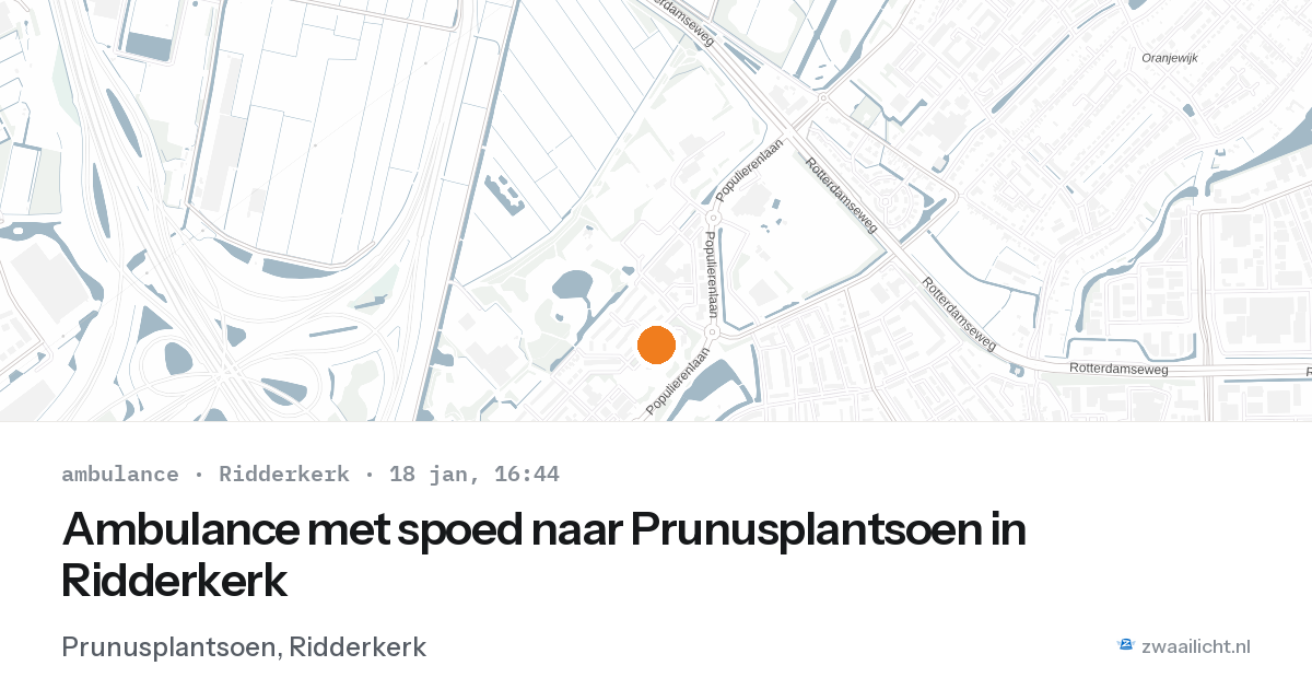 Ambulance met spoed naar Prunusplantsoen in Ridderkerk — 18 jan 2026