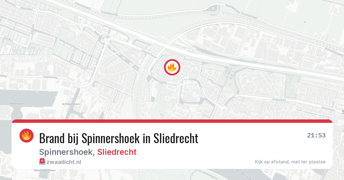 Brand bij Spinnershoek in Sliedrecht — 19 jul 2026