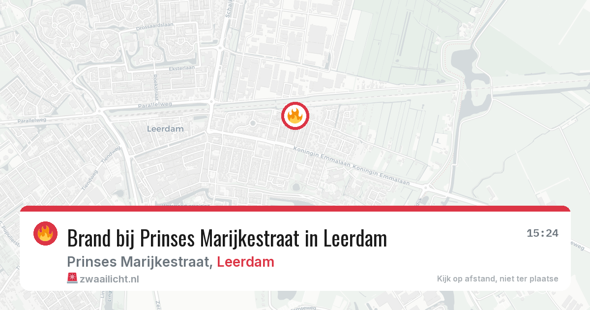 Brand bij Prinses Marijkestraat in Leerdam — 24 jun 2026