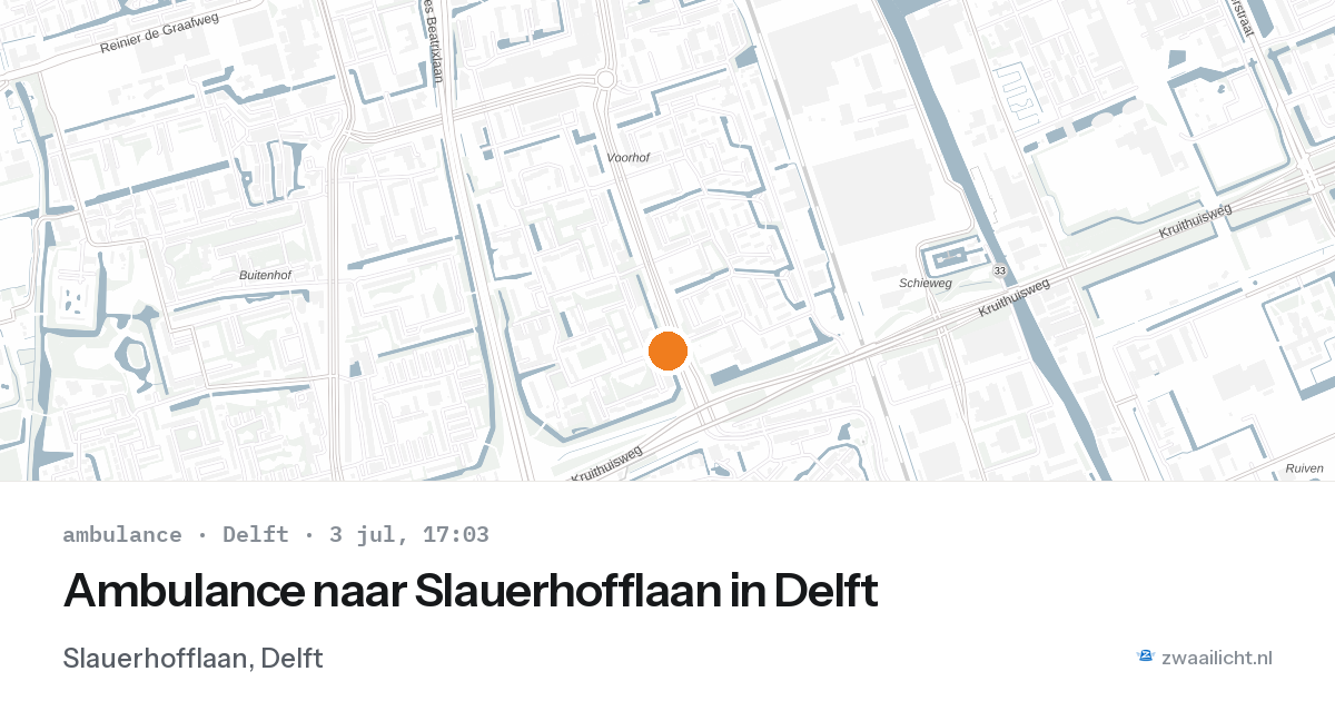 Ambulance naar Slauerhofflaan in Delft — 3 jul 2026