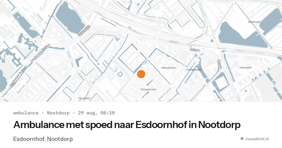 Ambulance met spoed naar Esdoornhof in Nootdorp — 29 aug 2026