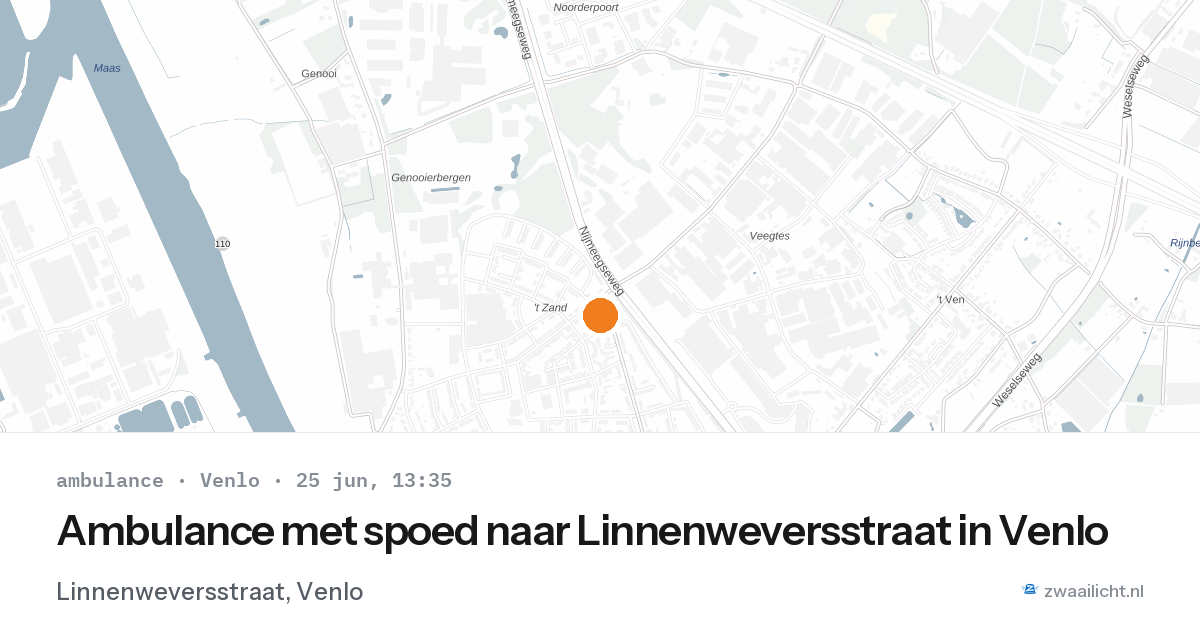 Ambulance met spoed naar Linnenweversstraat in Venlo — 25 jun 2026