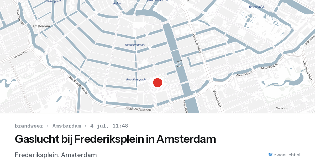 Gaslucht bij Frederiksplein in Amsterdam — 4 jul 2026
